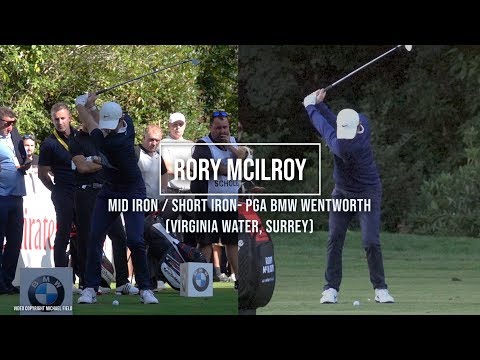 Rory McIlroy Golf Swing Mid Iron & Short Iron (face-on) BMW PGA Wentworth, September 2019.