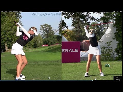 Jessica Korda Golf Swing – Hybrid (down-the-line & face-on), Evian Championship, Sept 2018.